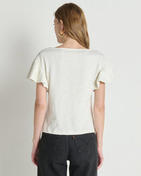 Emmy Flutter Sleeve Tee in Porcelain - Bliss Boutiques