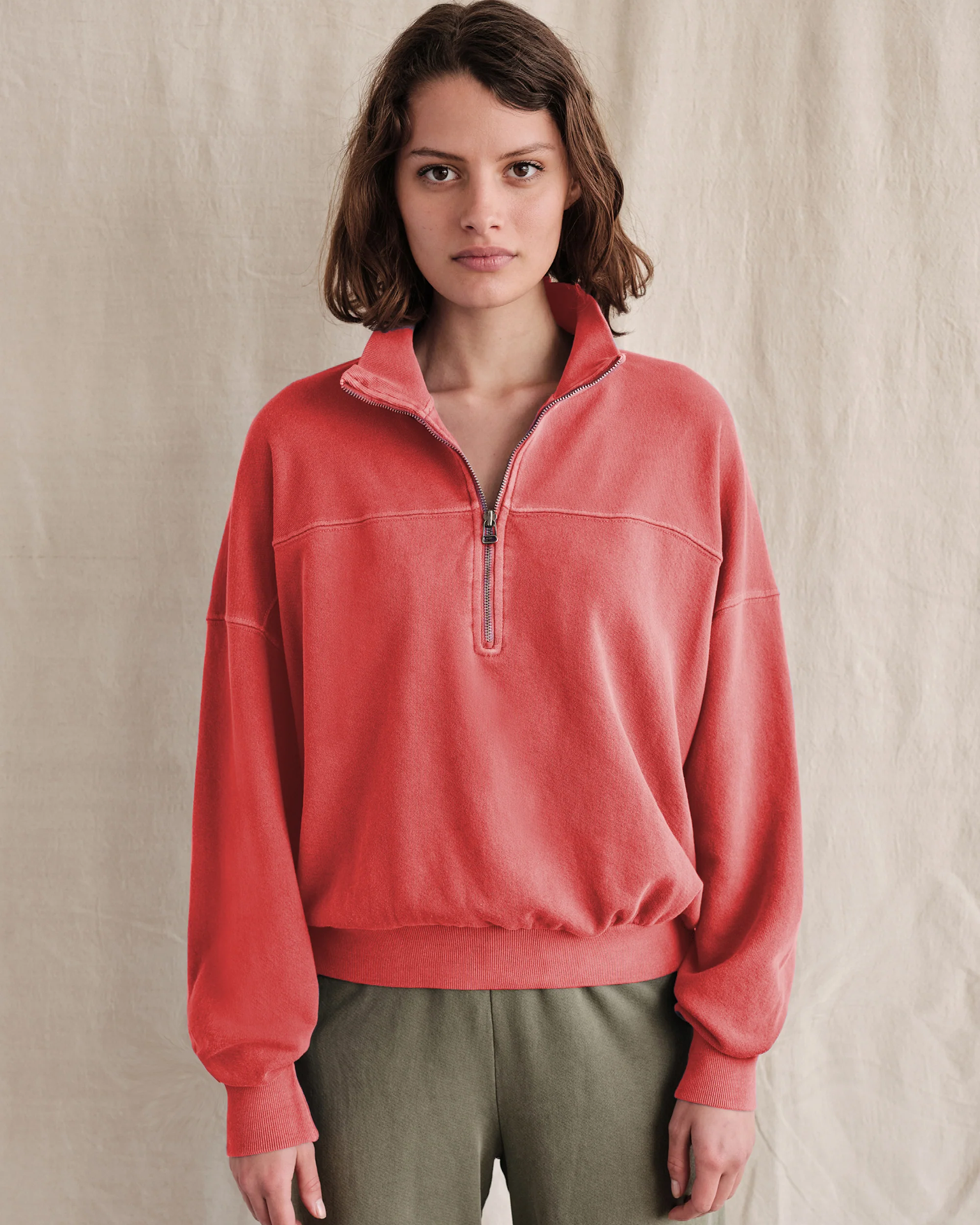 Sundry 1/2 Zip Sweatshirt in Pigment Scarlet- Bliss Boutiques