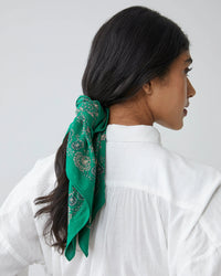 Moismont Milan Cotton Square Scarf No 675 in Oxford Green 
