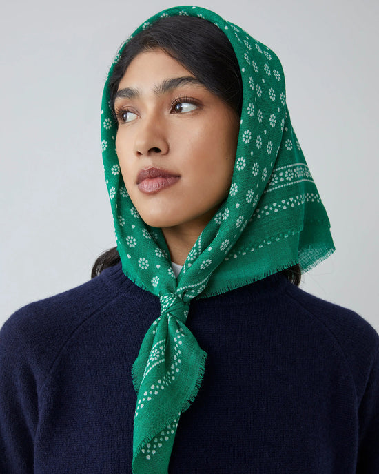 Moismont Olaf Wool Square Scarf No 676 in Oxford Green 