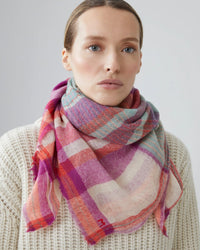 Moismont Accessories Azalea Chai Wool Square Scarf No 752 in Azalea