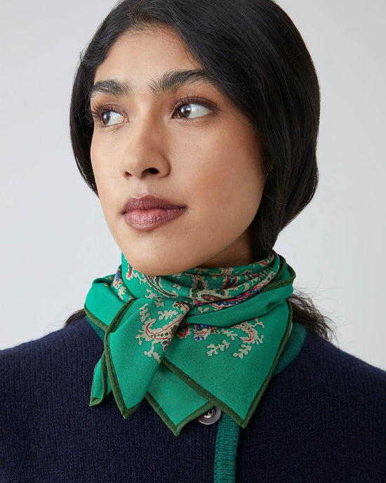 Moismont Colibri Silk Square Scarf No 763 in Oxford Green 