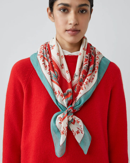 Moismont Roseraie Cotton Square Scarf No 796 in Poppy 
