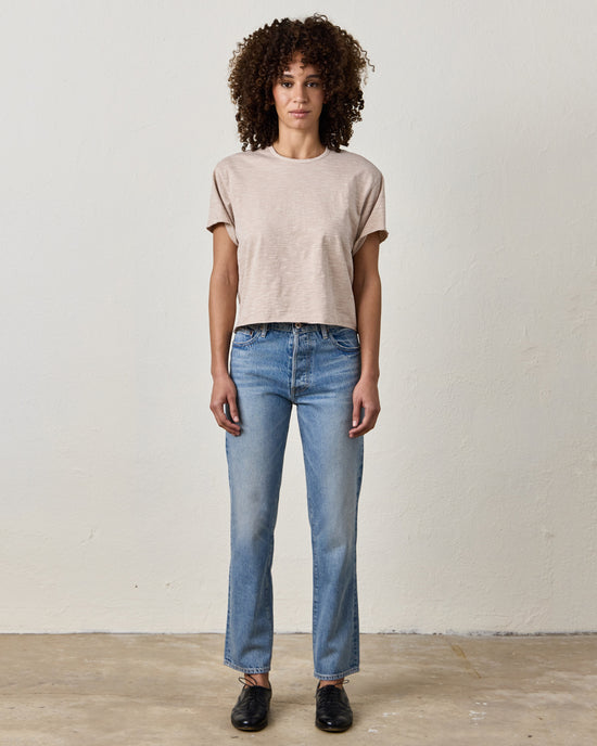 NSF Harper Boxy Slub Jersey Tee in Faded Taupe 