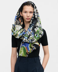 Conical Flowers Scarf in Blue