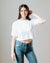 Hilary Puff Cropped Top in White
