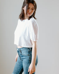 Hilary Puff Cropped Top in White