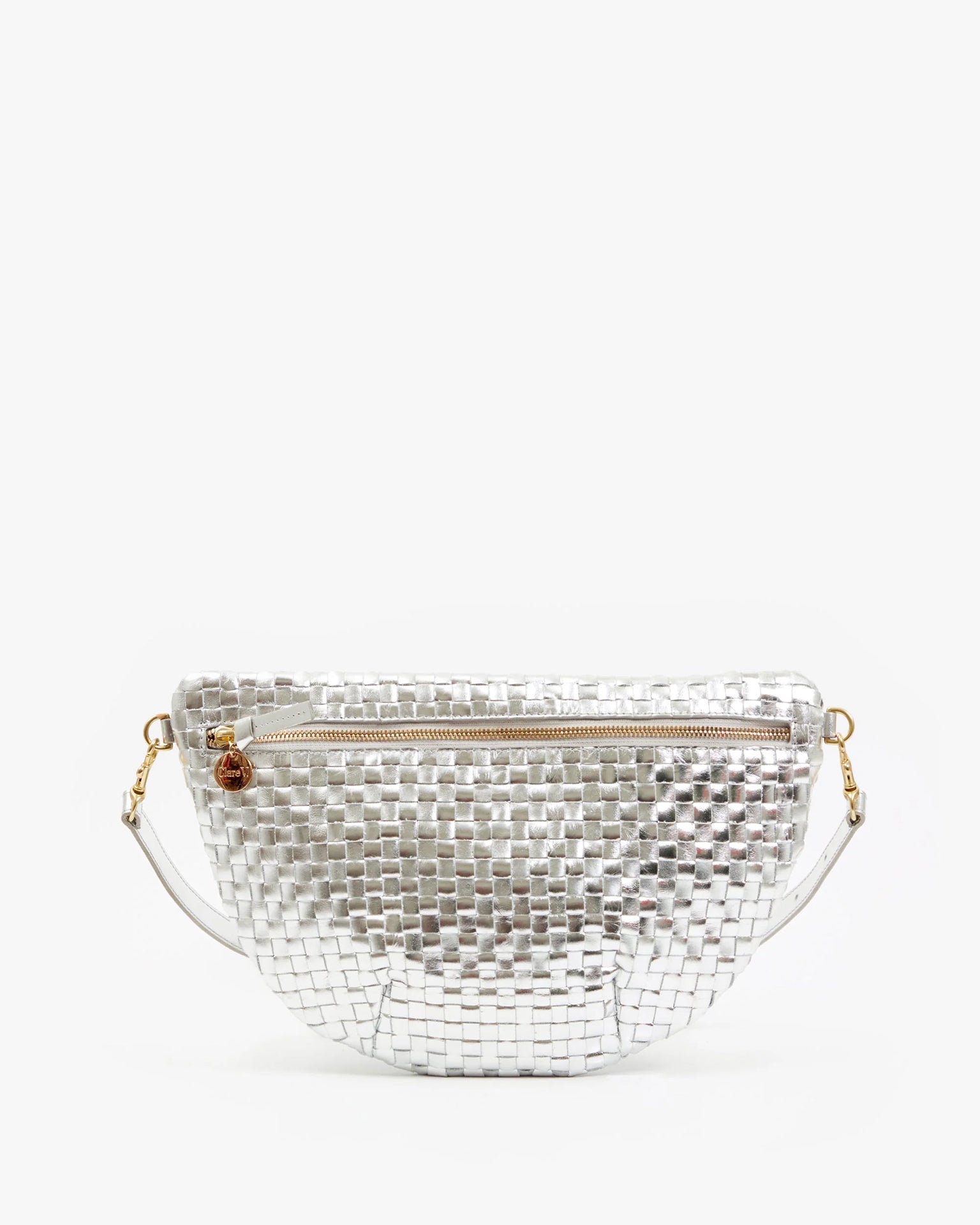 Woven Checker Grande Fanny in Silver Specchio