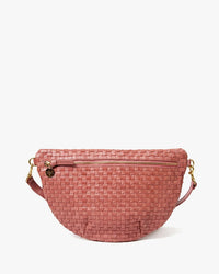 Clare V. Accessories Rose Clay Grande Fanny - Woven Checker in Rose Clay