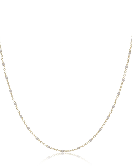 Delicate enewton 15" Choker Simplicity Chain Gold with 2mm Pearl on a white background.