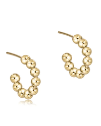 A pair of gold half-hoop earrings featuring enewton Beaded Classic 1" Post Hoop - 4mm Gold design with 14k Gold Filled beads.