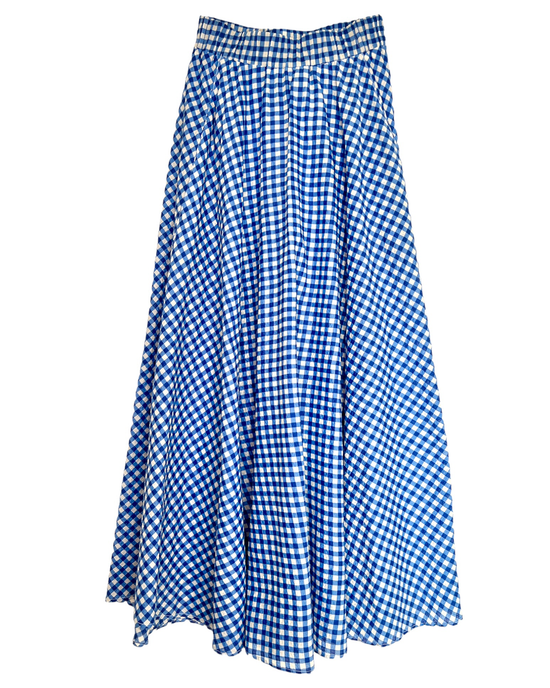 Blue and white Lola Skirt - Gingham in Lagoon isolated on white background by A Shirt Thing.