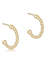 enewton Beaded Classic 1" Post Hoop - 2mm Gold earrings on a white background.