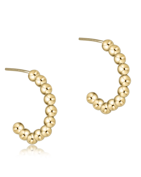 14k Gold Filled Beaded Classic 1" Post Hoop - 3mm Gold earrings by enewton on a white background.