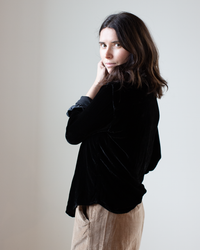 Sloane Shirt - Silk Velvet in Black