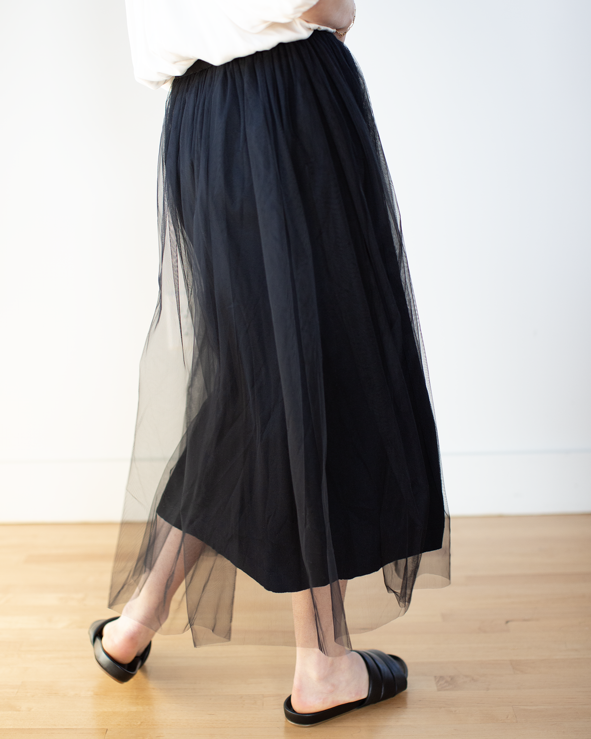 Gathered Skirt w/ Tulle in Black