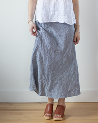 CP Shades Tanya Linen Twill Skirt in Blue Chambray 
