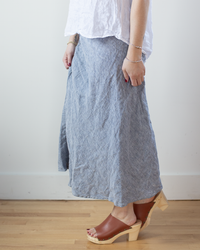 CP Shades Tanya Linen Twill Skirt in Blue Chambray 