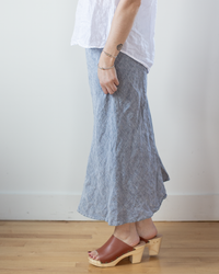 CP Shades Tanya Linen Twill Skirt in Blue Chambray 