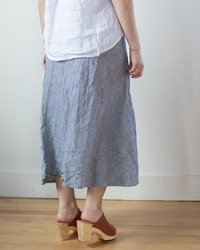 CP Shades Tanya Linen Twill Skirt in Blue Chambray 