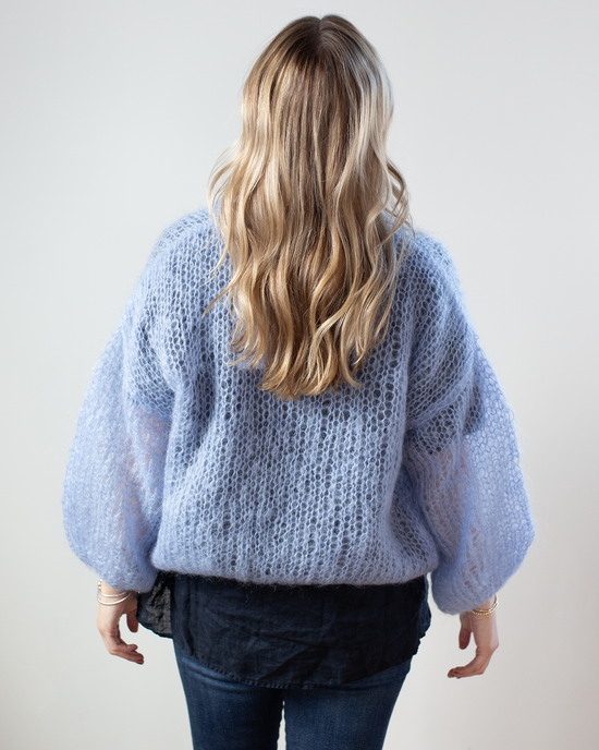 Maiami Light Mohair Bomber Cardigan in Soft Blue 