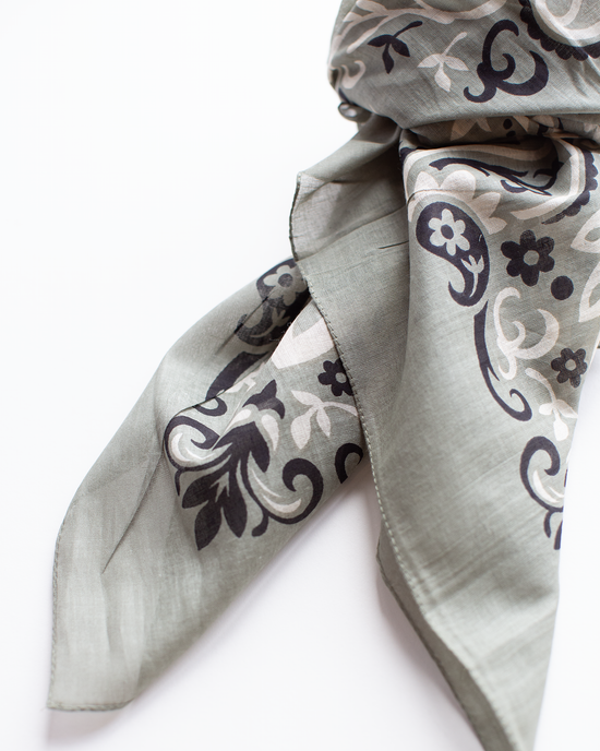Maison Lecomte Flament Classic Cotton Bandana in Kaki 