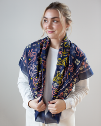 Maison Lecomte Flament Marbella Cotton Bandana in Navy 