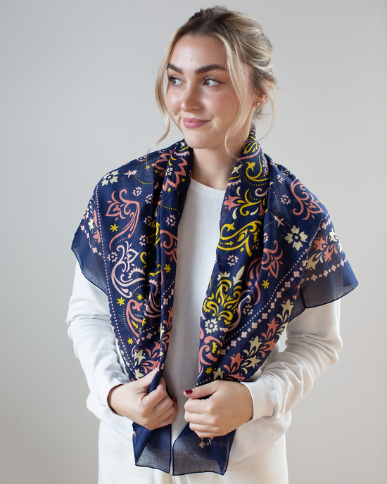 Maison Lecomte Flament Marbella Cotton Bandana in Navy 
