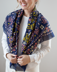 Maison Lecomte Flament Marbella Cotton Bandana in Navy 