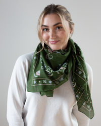 Maison Lecomte Flament Secret Garden Cotton Bandana in Vert Fonce 