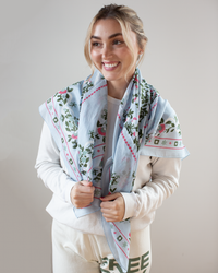 Maison Lecomte Flament Secret Garden Cotton Bandana in Ciel 