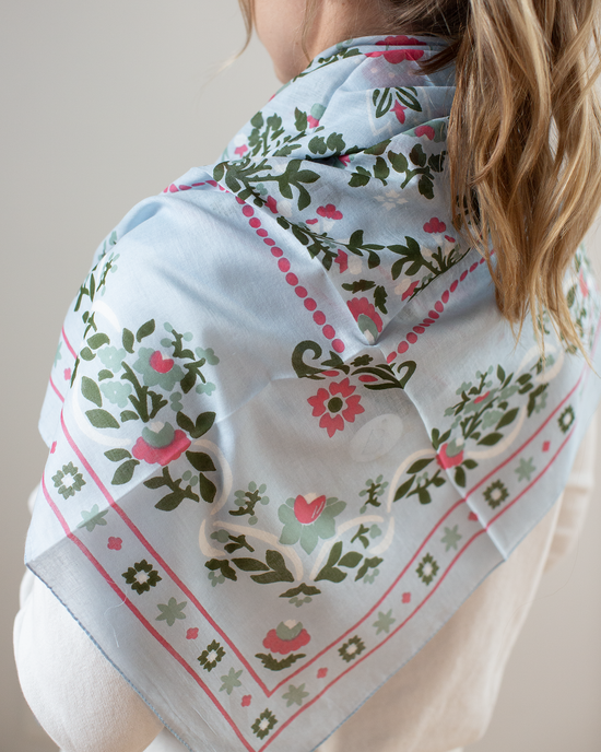 Maison Lecomte Flament Secret Garden Cotton Bandana in Ciel 