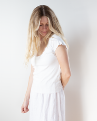 NSF Gia Fitted Rib U Neck in Chalk 