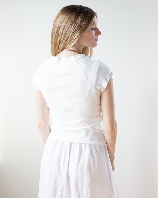 NSF Gia Fitted Rib U Neck in Chalk 