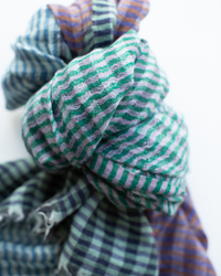 Épice Stripe Wool Scarf in Brick/Teal/Blue 