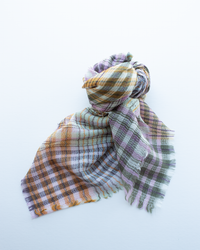 Épice Plaid Wool Large Bandana in Gold 
