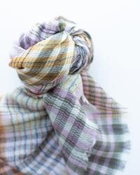 Épice Plaid Wool Large Bandana in Gold 