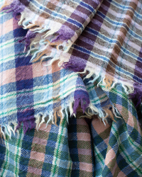 Épice Cross Plaid Wool Scarf in Forest 