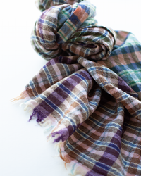 Épice Cross Plaid Wool Scarf in Forest 