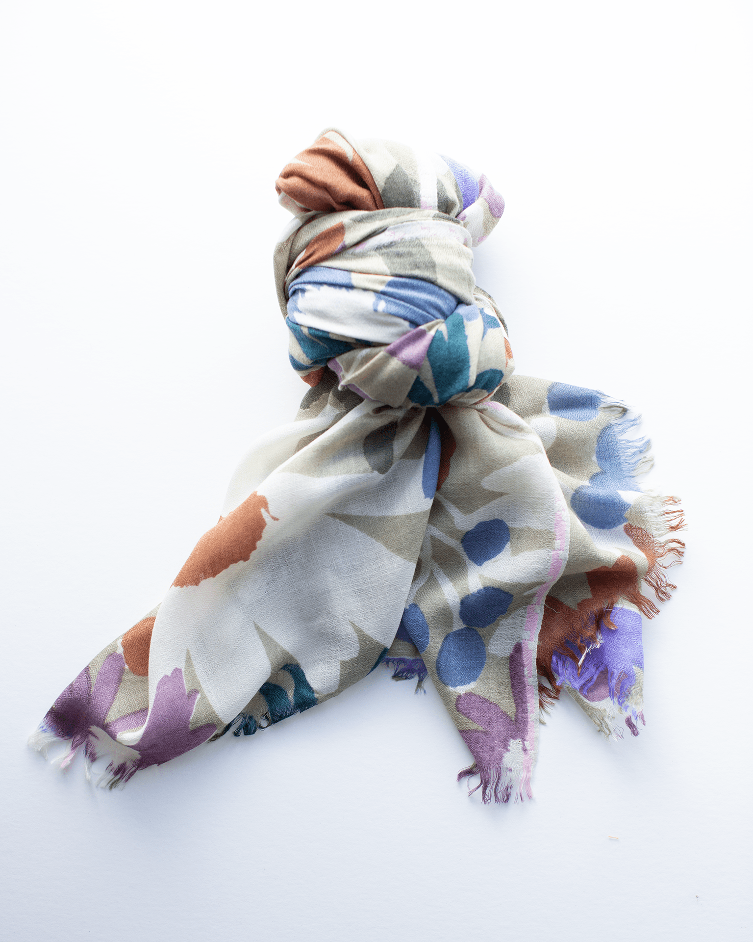 Bold Daisy Wool Silk & Cashmere Scarf in Taupe