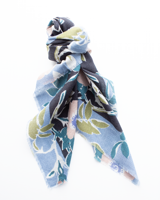 Épice Bold Daisy Wool Silk & Cashmere Bandana in Black 