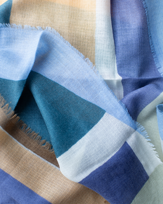 Épice Pop Stripe Wool Silk & Cashmere Bandana in Macaron 