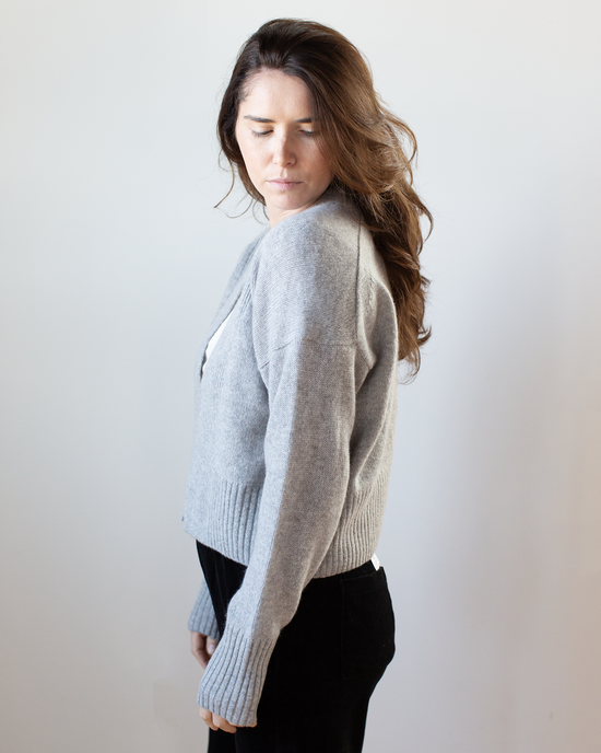 White + Warren Cashmere Featherweight Open Cardigan in Grey Heather 