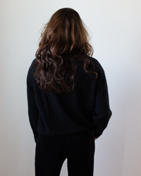 Margaret O'Leary Crew Neck Roll Sleeve Pullover in Black 