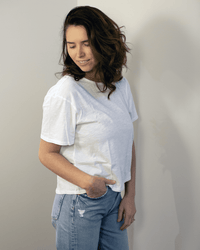 Harper Boxy Slub Jersey Tee in White - Bliss Boutiques