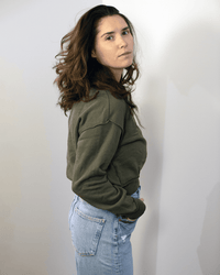 Tova Pullover Sherpa Fleece 1/2 Zip in Olive - Bliss Boutiques