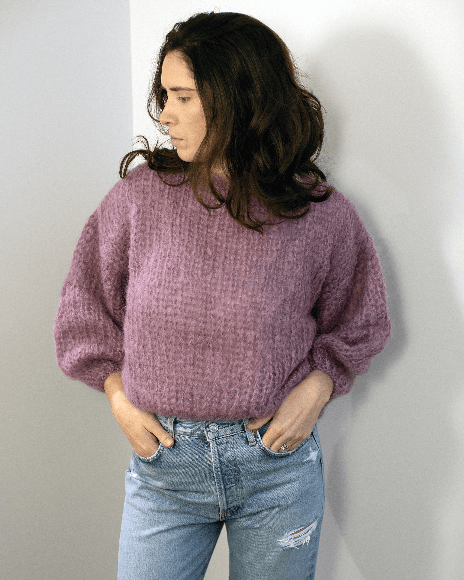 Mohair Big Sweater in Mauve