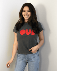 Cut Out Oui Cotton/Linen Classic Tee in Faded Black - Bliss Boutiques