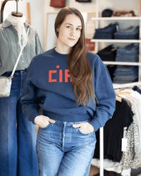 Block Ciao Oversized Sweatshirt in Navy - Bliss Boutiques