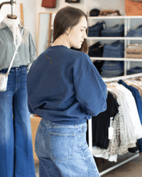 Block Ciao Oversized Sweatshirt in Navy - Bliss Boutiques